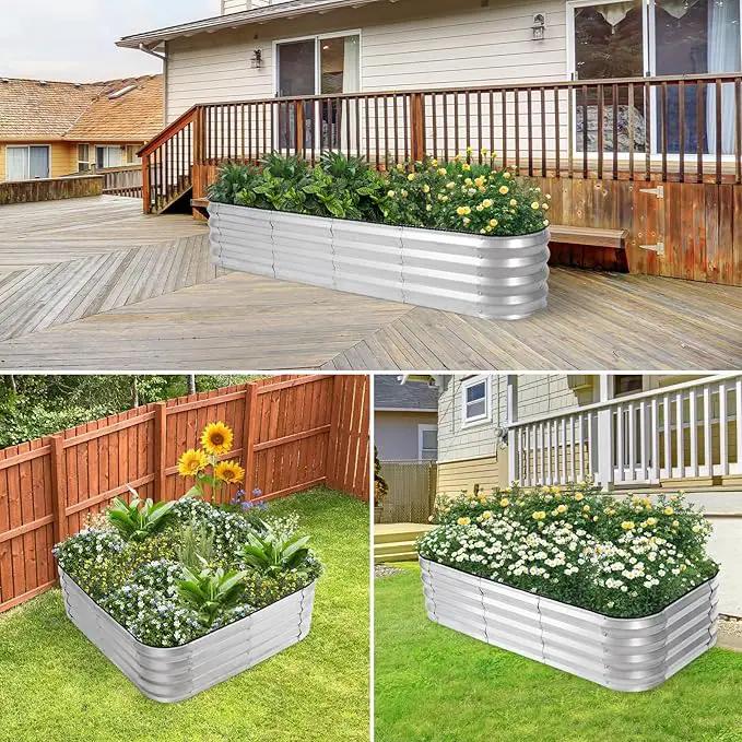 3-in-1 Modular Raised Garden Bed Kit - Adjustable Sizes (4x2x1ft, 3x3x1ft, 5x1x1ft) - Heavy Duty Galvanized Steel Planter Box with Bracing Rods & Gloves for Vegetables, Fruits, Flowers by GreenHaven Gardens