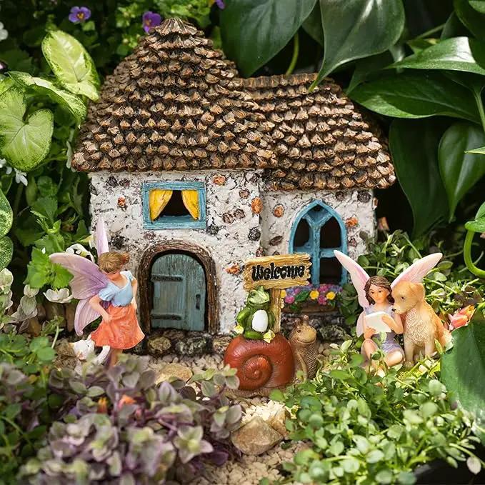 Fairy Garden House Kit - Fairy House, Fairy Garden Accessories Outdoor & Fairies for Fairy Garden – Fairy Houses for Gardens Outdoor - 4 Piece Kit for Adults by GreenHaven Gardens