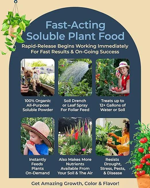 Organic Plant Magic - Truly Organic™ Easy to Use Soluble Plant Food Shaker: All-Purpose Fertilizer Concentrate for All Flower Vegetable Herb Fruit Tree Indoor Garden & House Plants [Four 3 oz Shaker] by GreenHaven Gardens
