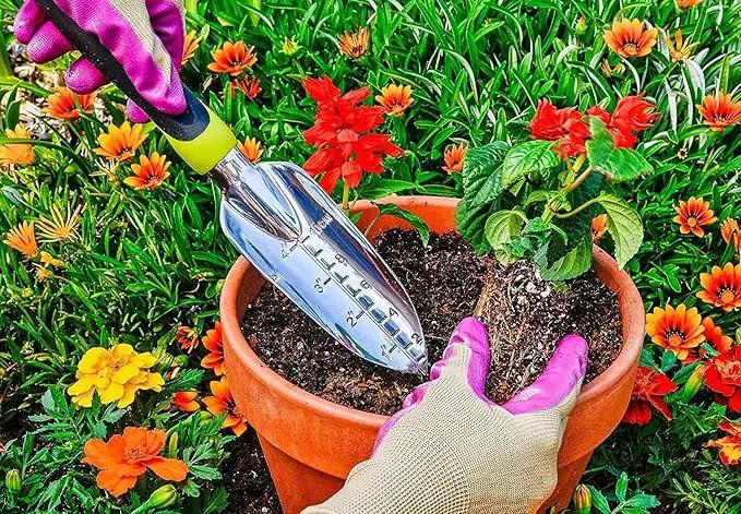 Edward Tools Gardening Hand Tools 3 Piece Set - Heavy Duty Garden Trowel, Transplanter, Hand Rake - Ergo Grip Handle - Bend-Proof & Rust-Proof Design - Cultivator, Garden Hand Shovel by GreenHaven Gardens