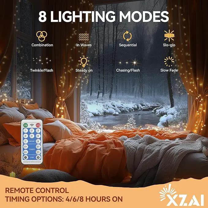 XZAI Solar Icicle String Lights 800LED 50FT Warm White Remote Connectable 2400mAh USB Rechargeable 8 Modes Timer Dimmable IP65 Waterproof Twinkle for Outdoor Christmas & Wedding & Party Decors by GreenHaven Gardens