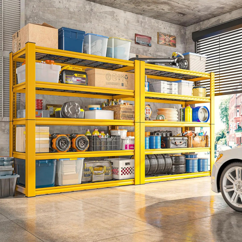 REIBII 72''H Garage Shelving 3010 LBS Storage Shelves Adjustable Metal Shelving 5 Tier Metal Shelves for Storage Industrial Shelf for Kitchen Pantry Warehouse Basement 72" HX35.5 WX16 D, 4 Pack by GreenHaven Gardens