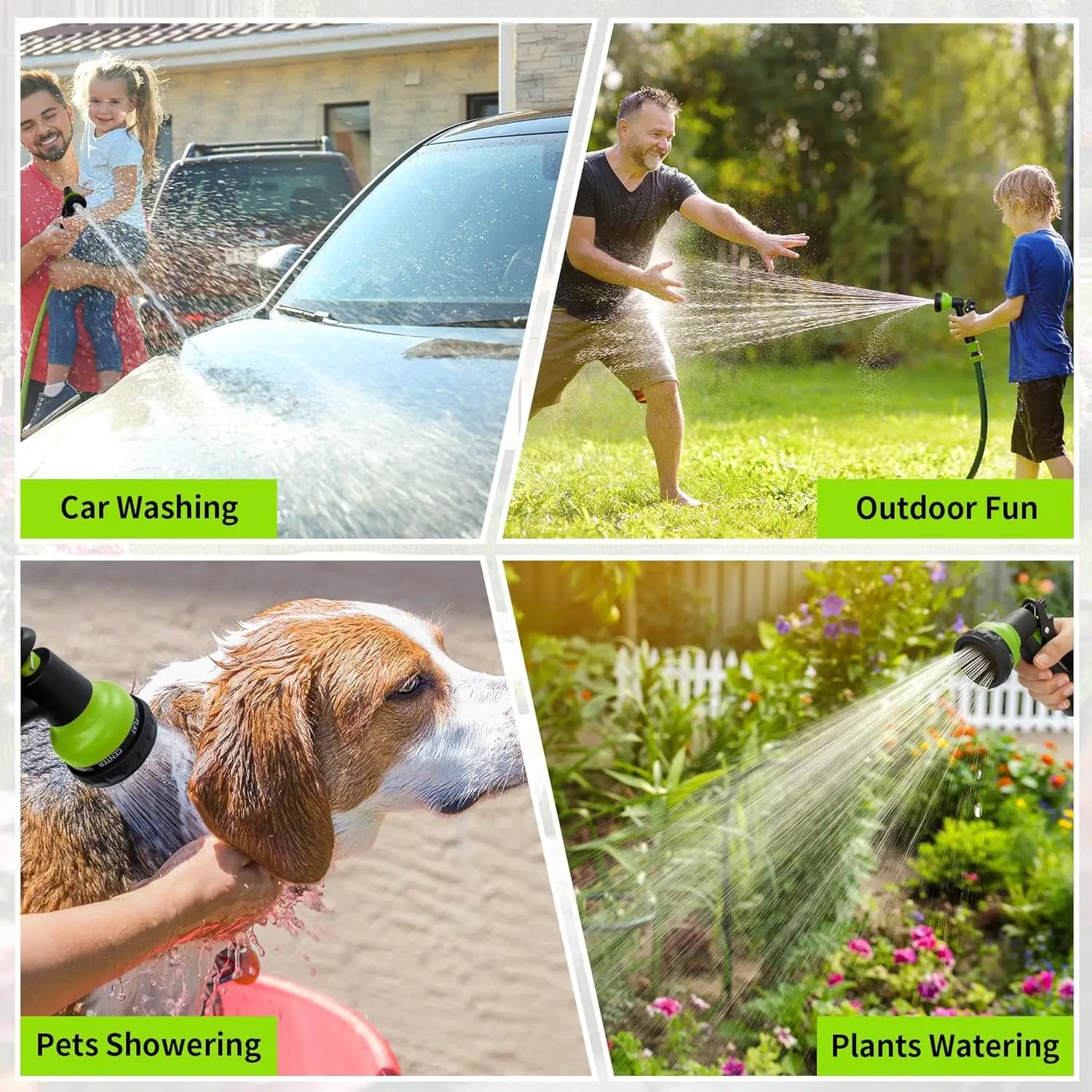 NEXCOVER Garden Hose Nozzle Sprayer - 7 Adjustable Watering Patterns Nozzle for Water Hose, Non-Slip Garden Spray Nozzle for Car Washing, Watering Plants, Pets Showering, Lawns Cleaning, Green by GreenHaven Gardens