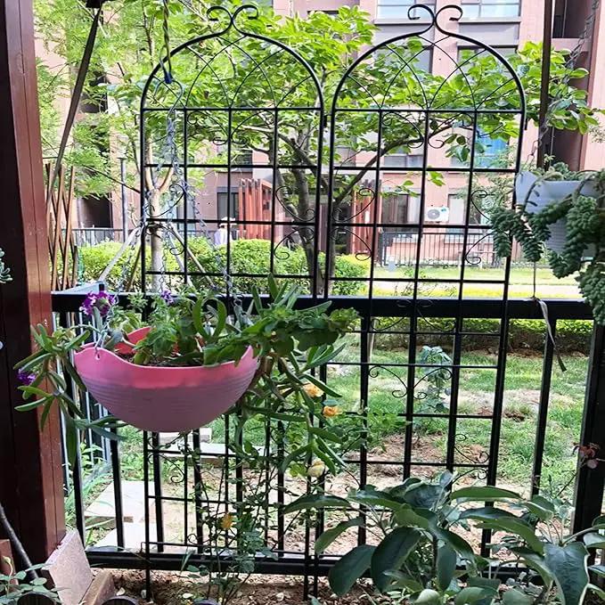2 Pack Metal Garden Trellis 86.7" H Garden Fence Rustproof Trellis for Climbing Plants Support Roses Flower Outdoor Lawn, Black 7.2 FT Tall by GreenHaven Gardens