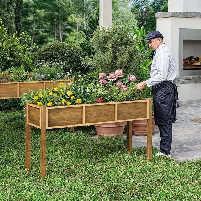 YITAHOME Raised Garden Bed, 47x18x31 Inch HIPS Poly-Wood Weather-Resistant Elevated Planter Box with Legs for Vegetable Flower, Brown by GreenHaven Gardens