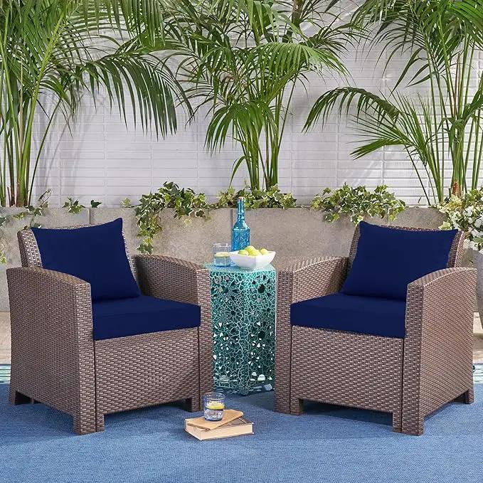 24x24 Inch Outdoor Cushions for Patio Furniture Set of 2, Waterproof Outdoor Chair Cushions w/Fade-Resistant, Removable & Machine-Washable Covers, Deep Seat Sofa/Couch Pads Replacement, Navy Blue by GreenHaven Gardens