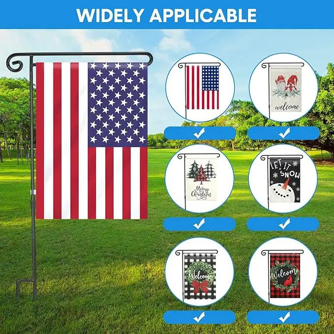 10 Pack Garden Flag Stand with Flag Stoppers and Clips, Black Powder Coated Weather Proof Garden Flag Pole Holder for Outdoor Garden Flag (Classic Style, 15.2 x 33.1 Inch) by GreenHaven Gardens