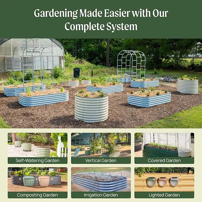 Vego garden Raised Garden Bed Kit, 17" Tall 10 in 1 Modular, Metal Planter Box for Vegetables, Flowers, Herbs, Terra Cotta by GreenHaven Gardens