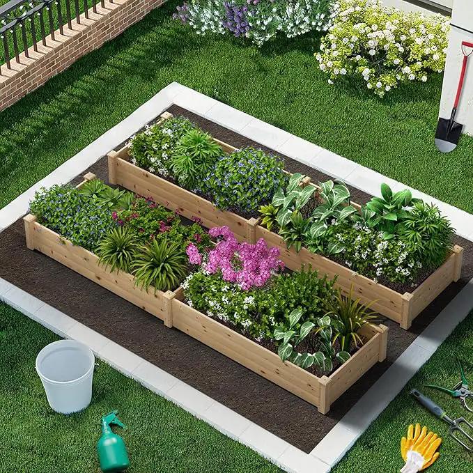 Crownland Outdoor Gardens 8 ft Raised Garden Bed Wooden Patio Raised Beds Backyard Elevated Planter Box Grow Vegetables Fruits Herb Yard Fast Easy Assembly by GreenHaven Gardens