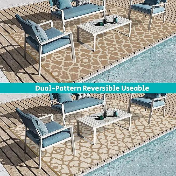 HEBE Outdoor Rug Waterproof 5x8, Plastic Straw Rug Camping Rug, Reversible Outdoor Patio Rugs RV Mat Clearance, Indoor Outside Floor Carpet for Porch,Deck,Camper,Balcony,Backyard by GreenHaven Gardens