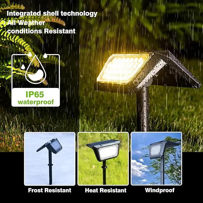 Solar Spot Lights Outdoor, [30 LEDs] High Brightness Long Range Landscape Lighting, [800LM2 Mode Adjustment] Led Outdoor Lights Solar Powered for House Garden Walkway (Warm 2packs) by GreenHaven Gardens