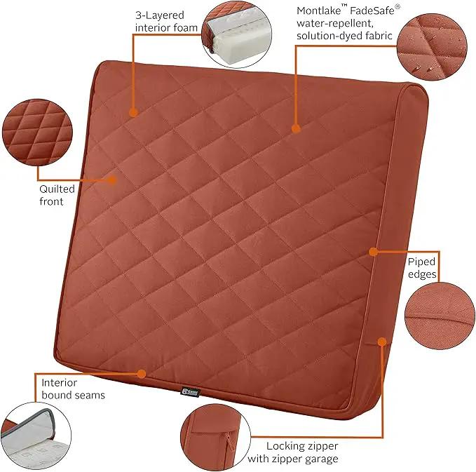 Classic Accessories Montlake FadeSafe Water-Resistant 25 x 22 x 4 Inch Wide Back Patio Quilted Lounge Cushion, Spice by GreenHaven Gardens