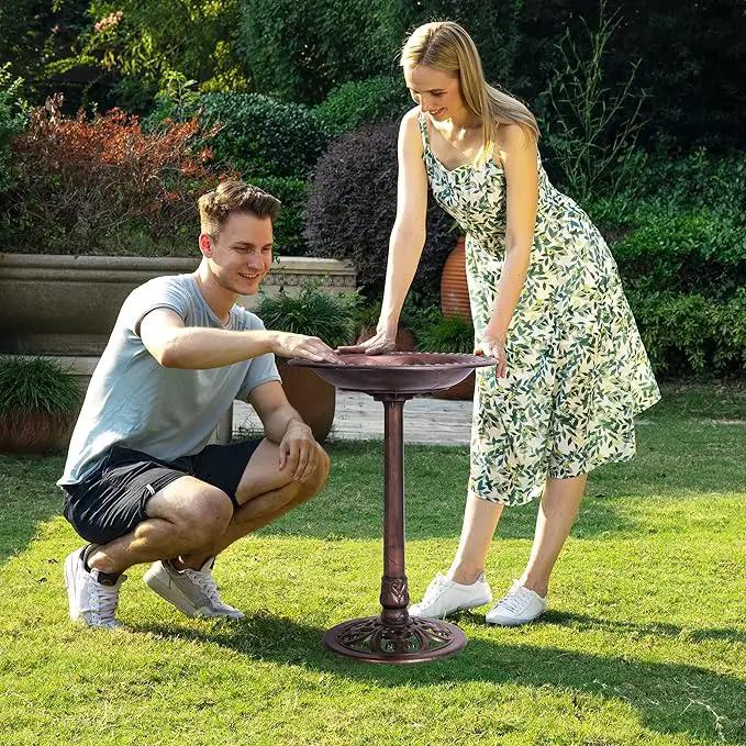 VIVOHOME 28 Inch Height Polyresin Lightweight Antique Outdoor Garden Bird Bath Bronze by GreenHaven Gardens