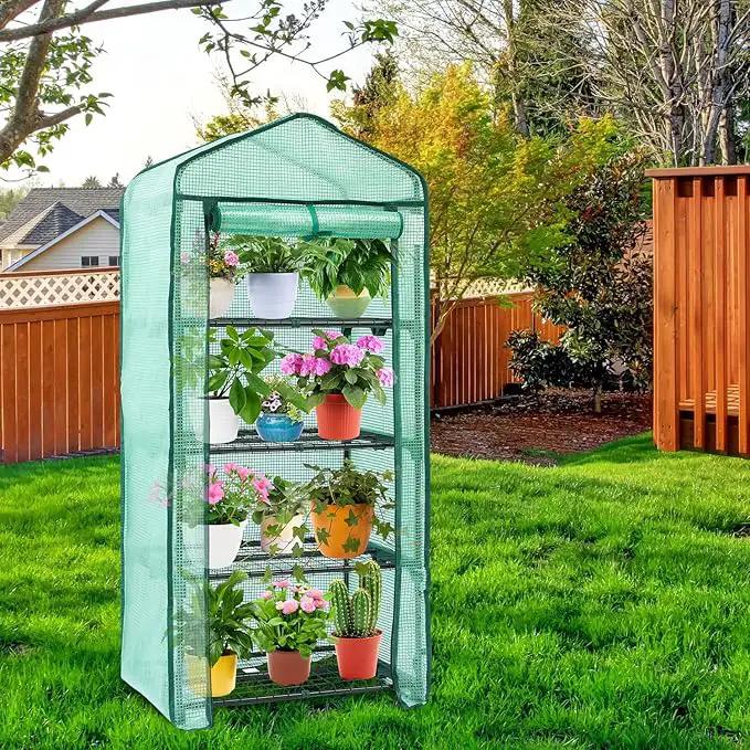 Ohuhu Mini Greenhouse for Indoor Outdoor, Small Plastic Plant Green House 4-Tier Rack Stand Portable Greenhouses with Durable PE Cover for Seedling, 2.5x1.6x5.2 FT, Ideal Gardening Gifts for Women Men by GreenHaven Gardens