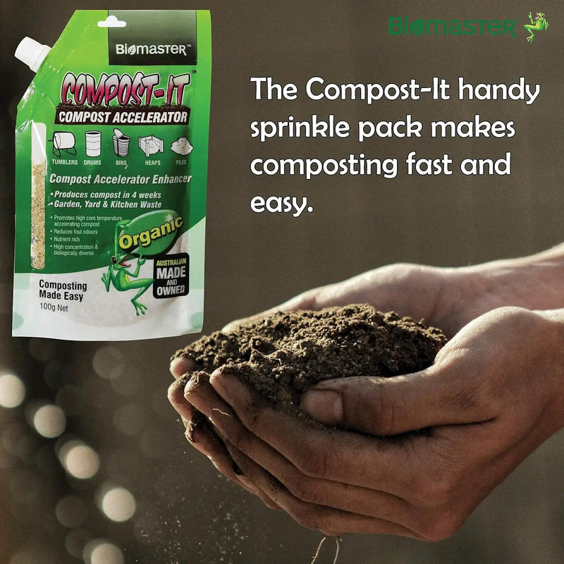Compost-It Compost Accelerator/Starter 100g Spout Pack for All Composting Systems, (100% Natural Concentrate) by GreenHaven Gardens