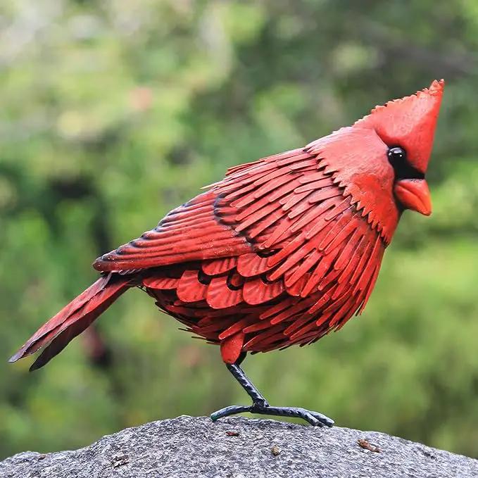 Shefio Cardinal Garden Decor - Metal Cardinal Yard Decor - Large Red Bird, Unique Yard Art - Outdoor Statues - Garden Sculptures & Statues by GreenHaven Gardens