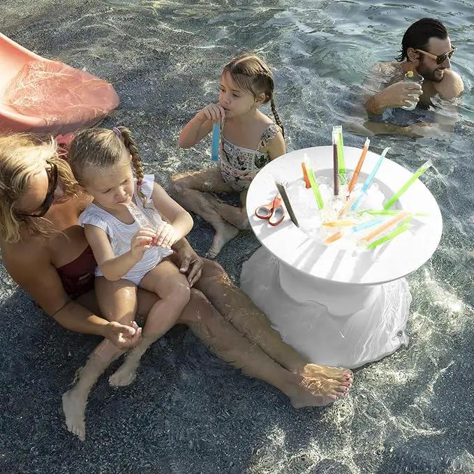 Ledge Lounger Signature Chair Set - Two Chairs - Ice Bin Side Table - in-Pool - On-Deck - Water Depths 0-9” - All Types - Resin Water Chairs - Pool, Sundeck, Outdoor Patio (Granite Grey) by GreenHaven Gardens
