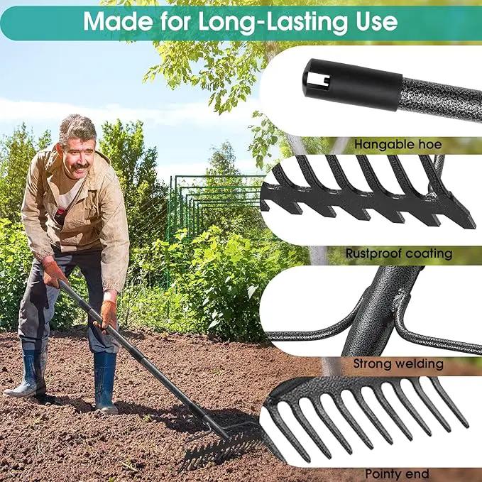 Garden Rake: 49" Metal Garden Leaf Rake with 17 Tines, Heavy Duty Bow Rakes for Lawn Yard Leaves Debris Mulch Gravel Thatch Clean,Lawn Care Gardening Landscaping by GreenHaven Gardens