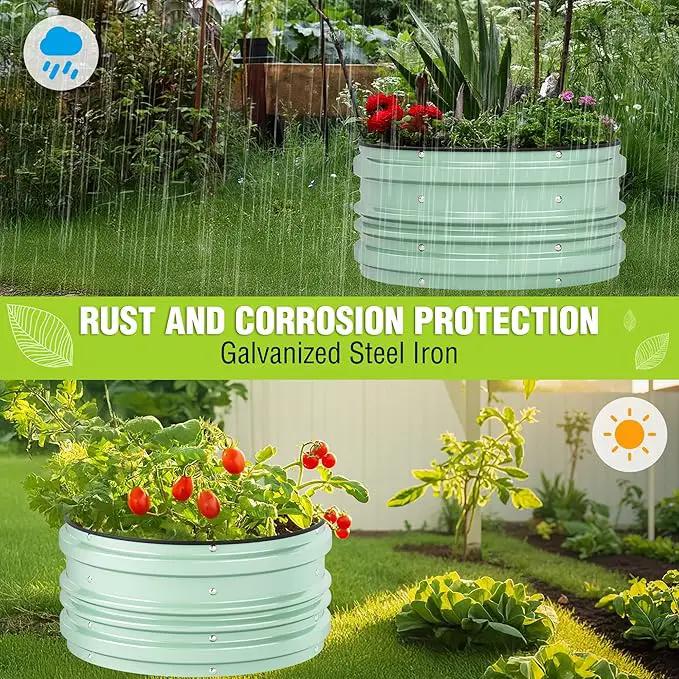 WORKPRO 3Pcs 2x2x1ft Galvanized Raised Garden Bed Set, Rust & Corrosion Protection, Easy Assembly, Safe Edge, Ideal for Vegetables & Flowers, Green by GreenHaven Gardens