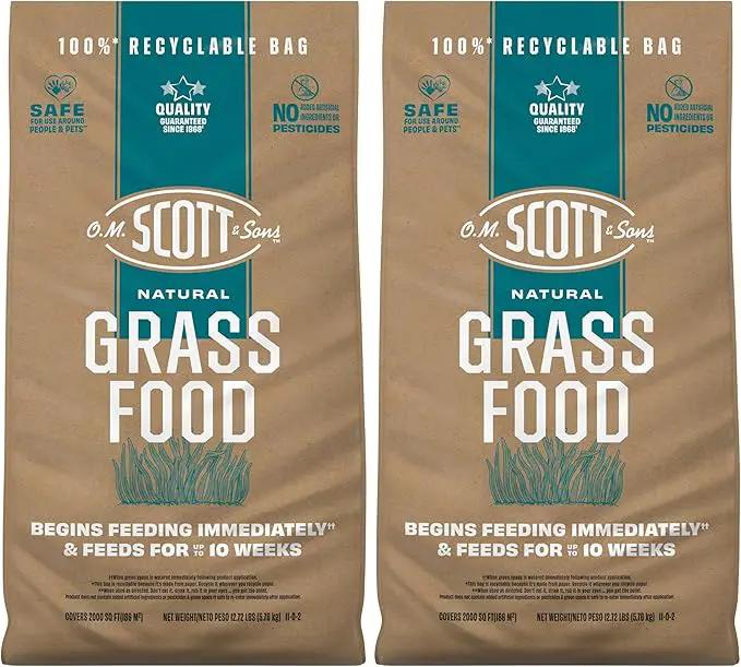 O.M. Scott and Sons Natural Grass Food, Food for Lawns, Fertilizes for up to 10 Weeks, Covers up to 2,000 sq. ft., 12.72 lbs., 2-Pack by GreenHaven Gardens