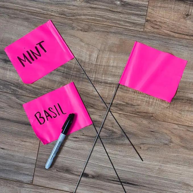 Pink Marking Flags 1000 Pack - 4x5x15 Inch Pink Flags for Yard - Markers For Lawn, Irrigation, Landscaping, Survey & Sprinkler Head Marking by GreenHaven Gardens