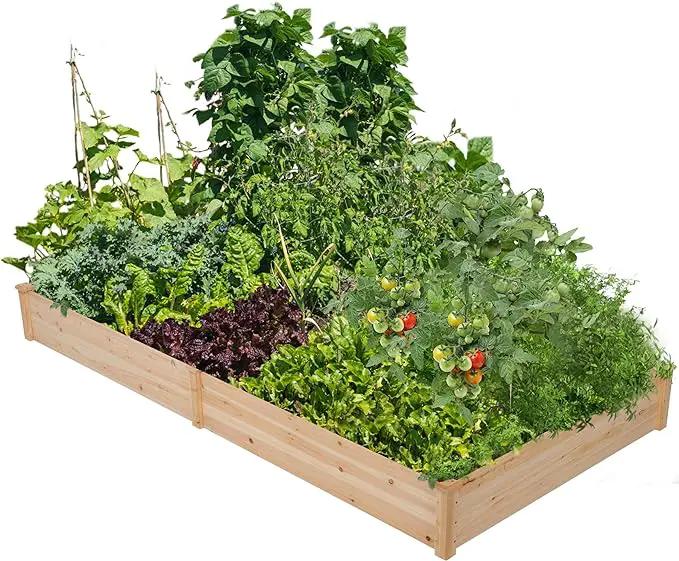 Yaheetech 8×4ft Wooden Horticulture Raised Garden Bed Divisible Elevated Planting Planter Box for Flowers/Vegetables/Herbs in Backyard/Patio Outdoor, Natural Wood, 93 x 48 x 10in by GreenHaven Gardens