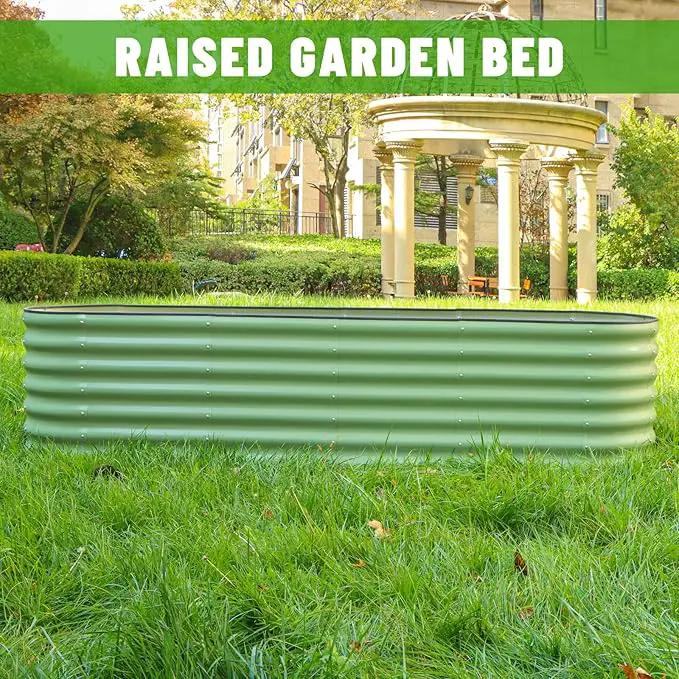 SnugNiture 8x2x2ft Raised Garden Bed Kit, 24" Tall Outdoor Metal Raised Planter Box for Planting Plants Vegetables Flowers Fruits, Green by GreenHaven Gardens