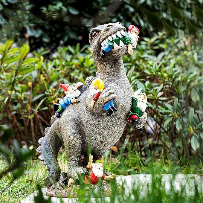 Garden Gnomes Statues Yard Decorations Outdoor Garden Decor, 14” Dinosaur Gnomes Garden Statues, Patio, Lawn Ornament, Gardening Gifts for Women for Housewarming by GreenHaven Gardens