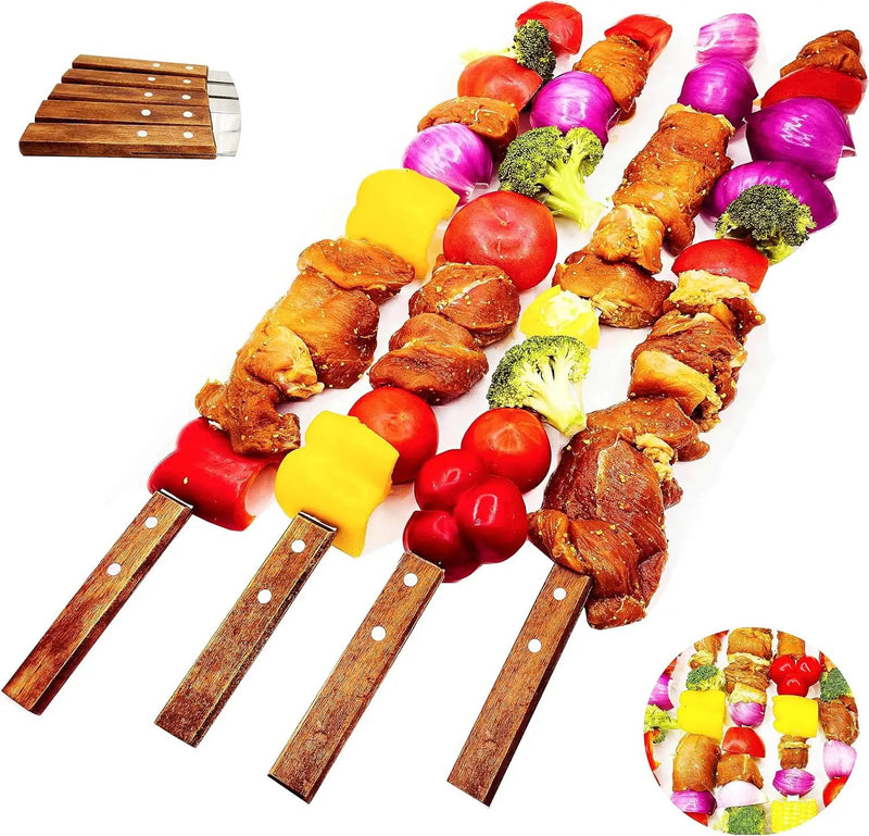 23.6 Inch Long Kabob Skewers,0.91Inch Wide Skewers for Kabobs,Metal Stainless Steel Skewers for Grilling,Extra Large Flat Kebab BBQ Skewers,Barbecue Kabob Sticks with Wood Handle,Set of 7 Kebob by GreenHaven Gardens