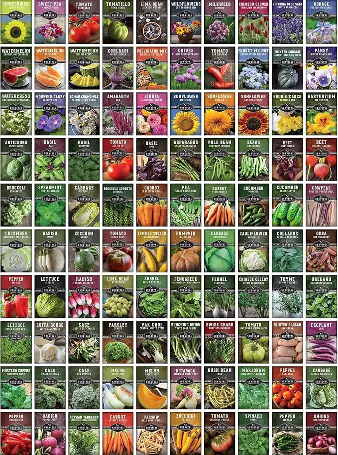 Survival Garden Seeds Farmer Seed Vault - 100 Packets Non-GMO Heirloom Vegetable, Fruits, Herb Seed Varieties for Planting a Victory Garden - Plant & Grow Survival Food - Emergency Preparedness Gear by GreenHaven Gardens