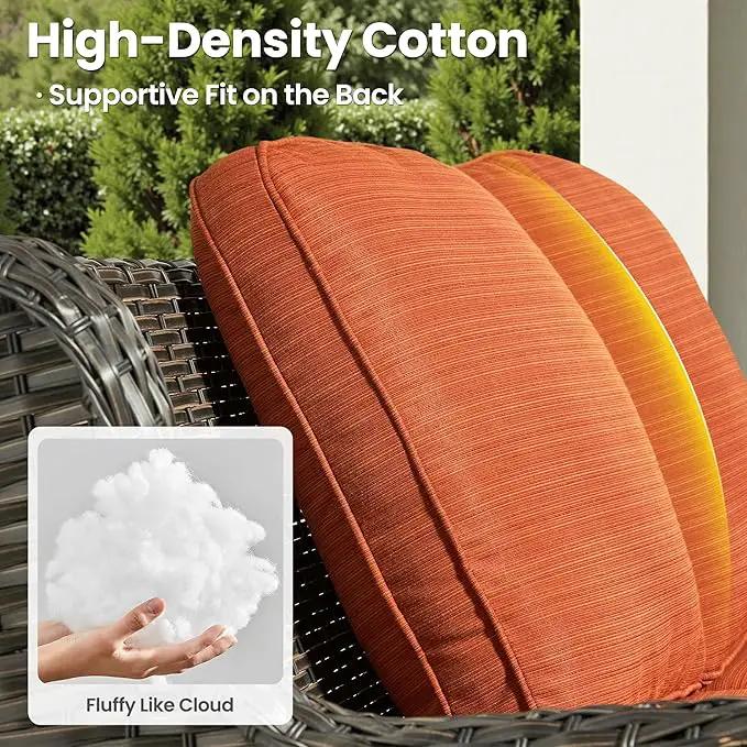 ovios 6 Pieces Patio Furniture Set with 30" Fire Pit Table, Outdoor Wicker Sofa with Ottomans, Comfy Cushions, High Back Couch Conversation Set, Brown Rattan, Orange Red by GreenHaven Gardens