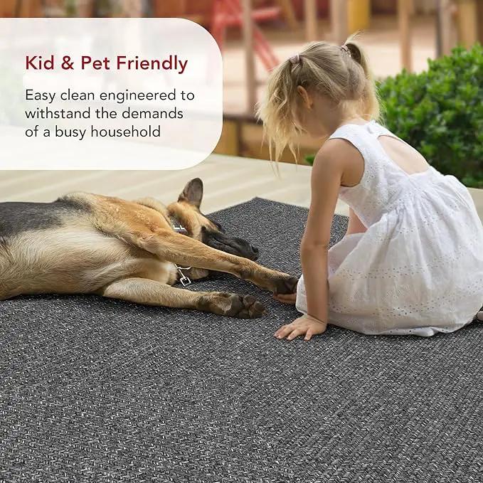 nuLOOM 5' x 8' Solid Hand Braided Indoor/Outdoor Area Rug, Pet-Friendly, High Traffic, Weather Resistant, for Patio, Balcony, Bedroom, Living Room, Dining Room, Wynn Charcoal by GreenHaven Gardens