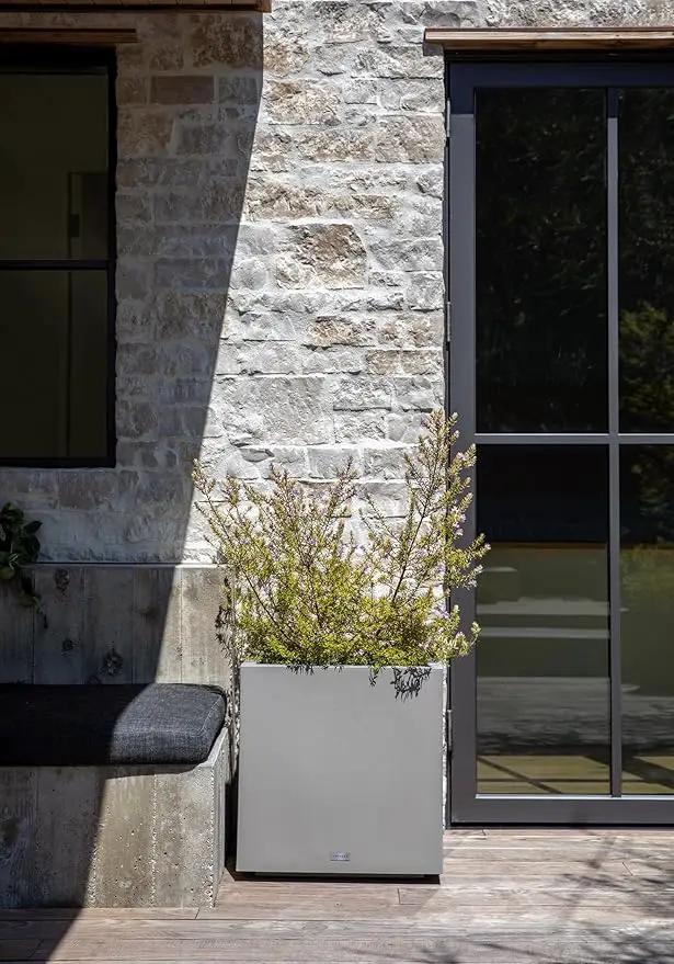 Veradek Block Series Cube Plastic Planter - Large Square Planter for Indoor or Outdoor Patio/Garden | Durable All-Weather Use with Drainage Holes | Modern Décor for Tall Plants, Trees, Flowers by GreenHaven Gardens