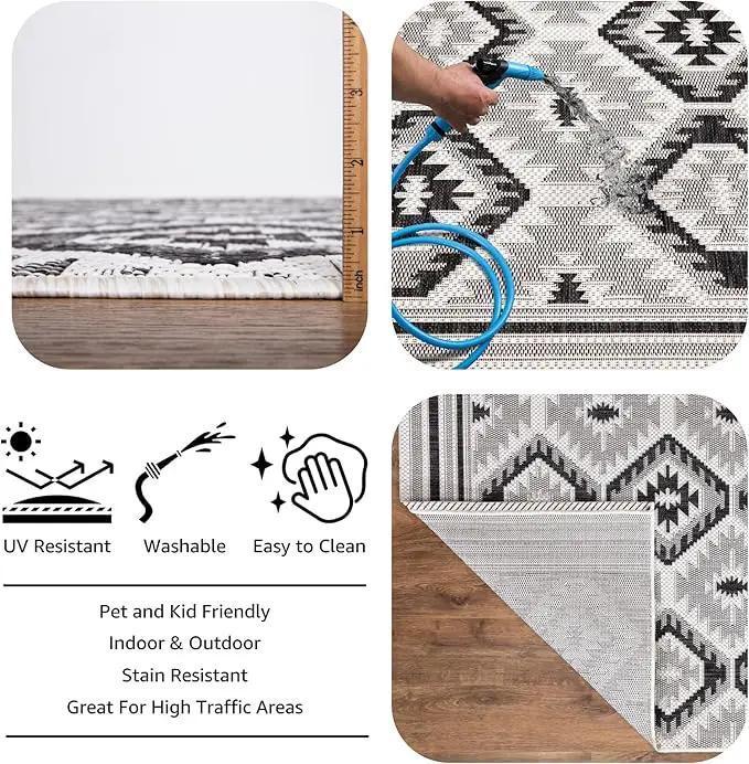 Keen Home Design Outdoor Rug - 8x10 Washable Indoor/Outdoor Rug for Patio, Balcony, Kitchen, Garden, Beach, Deck and Porch. Size: 7'9" x 10'2" by GreenHaven Gardens