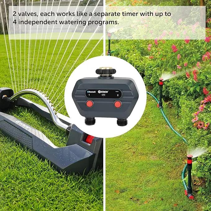 Eden 93442 2-Zone Bluetooth Water Timer for Smart Irrigation - Remote Control via App, Customizable Scheduling, and Water Delay Setting by GreenHaven Gardens
