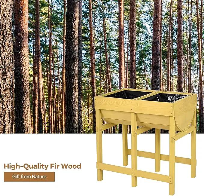 Giantex Raised Garden Bed, Elevated Wood Planter Stand, Garden Grow Box Kit W/Legs for Vegetable, Flower, Herb - Outdoor Planter W/Shelf for Garden, Patio, Backyard - Natural by GreenHaven Gardens