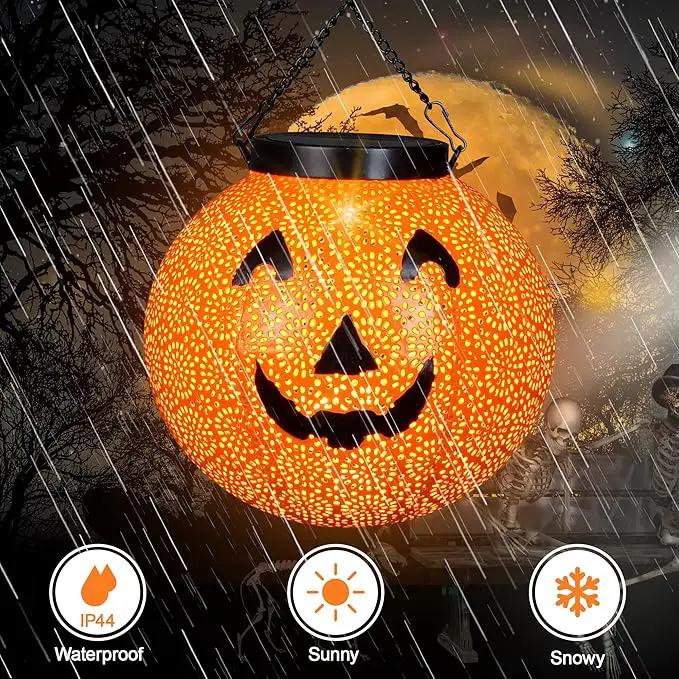 Halloween Solar Hanging Lights Outdoor - Solar Metal Halloween Lantern Decor, Solar Powered Led Waterproof Decorative Round Hanging Light for Garden, Yard, Patio, Pathway, Porch by GreenHaven Gardens
