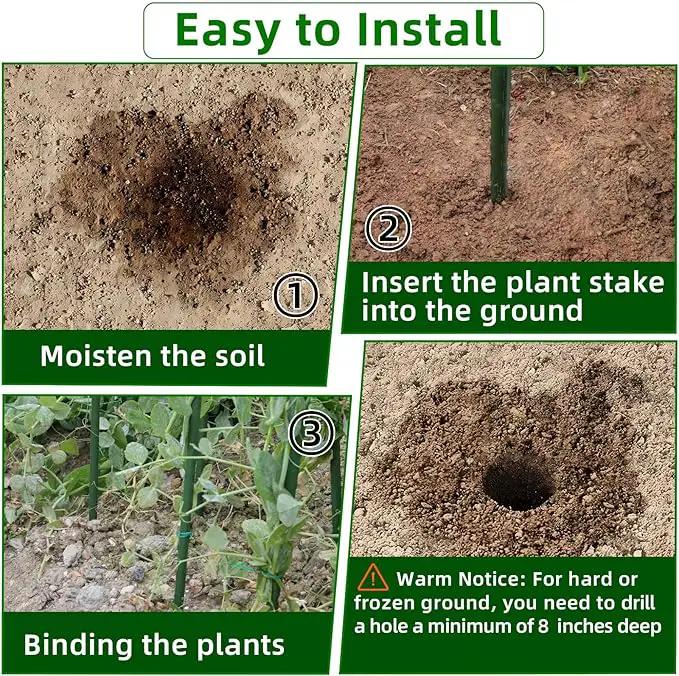 Garden Stakes 16 Inch 70 Pack, Diy 4ft 5ft 6ft 7ft 8ft Tomato Stakes Plastic Coated Metal Plant Sticks Stakes Supports with 40 Connectors 30 Rotatable Clips for Indoor Outdoor Plants Vegetable by GreenHaven Gardens