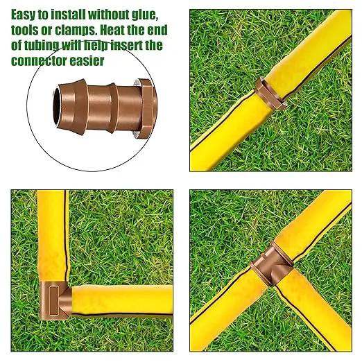 Irrigation Fittings Kit for 1/2 Inch Tubing Include 8 Tees, 8 Couplings, 8 Elbows and 8 End Cap Plugs Drip Irrigation Barbed Connectors, Drip Line Connectors Set by GreenHaven Gardens