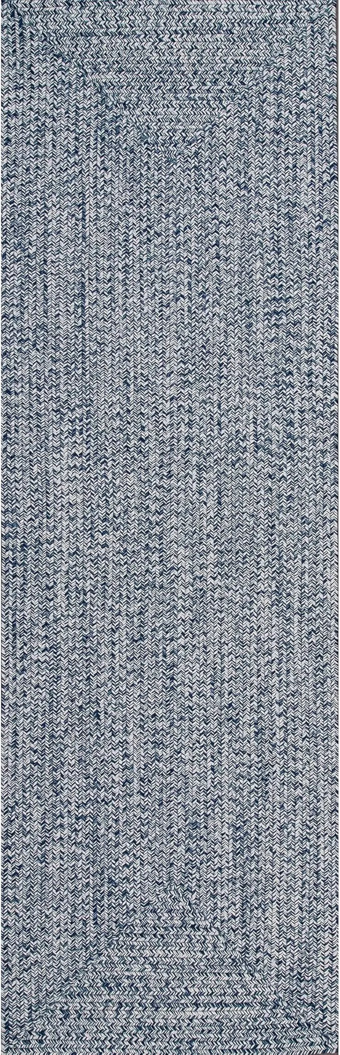 nuLOOM 2' x 8' Solid Hand Braided Indoor/Outdoor Area Rug, Pet-Friendly, High Traffic, Weather Resistant, for Patio, Balcony, Bedroom, Living, Dining Room, Wynn Navy by GreenHaven Gardens