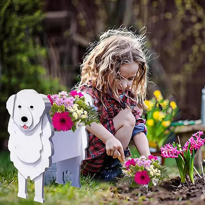Great Pyrenees Dog Planter Plant Pots,Cute Garden Dog Flower Planter,Dog Planters Birthday Gifts for Women,Office,Indoor/Outdoor Decor（9.45 * 6.97 * 12.2in） by GreenHaven Gardens
