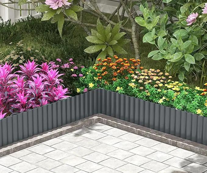 Metal Garden Edging Border, Corrugated Steel Landscaping, DIY for Lawn (Black, 6 Inch x 10FT) by GreenHaven Gardens