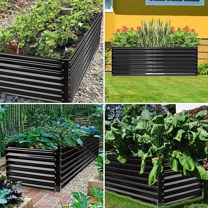 JERIA 8×4×2ft Galvanized Raised，Outdoor Metal Raised Garden Bed, Rectangular Deep Root Planter Box for Vegetables, Flowers, Herbs by GreenHaven Gardens