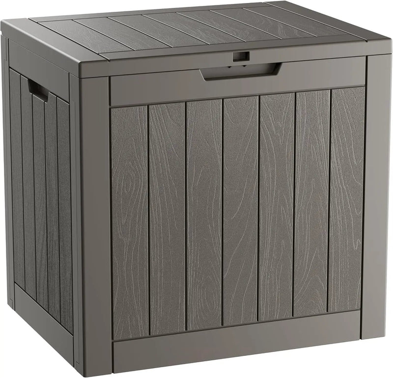 KAMABOKO Deck Box, 35 Gallon Resin Indoor and Outdoor Storage Boxes Waterproof for Garden Tools, Pool Accessories Storage Bench, Patio Furniture and Cushions with Lockable Lid, Grey by GreenHaven Gardens