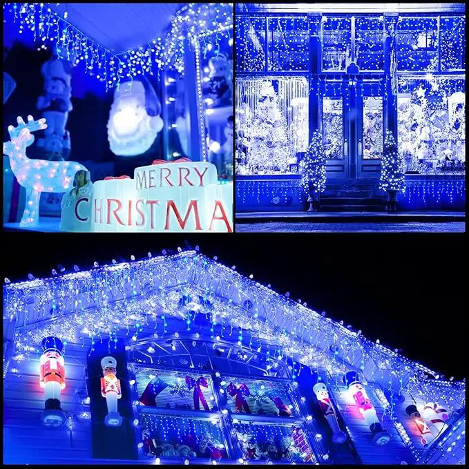Led Christmas Lights Outdoor Christmas Decorations Hanging Lights 400LED 8 Modes 75 Drops, Waterproof Outdoor Indoor Fairy Christmas Lights for Party, Holiday, Wedding Decorations (Blue) by GreenHaven Gardens