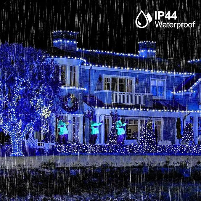 164ft 500 LED Blue White Christmas Lights Outdoor,8 Modes String Light Indoor Bedroom,Clear Wire Twinkle Lights Plug in for Christmas Outside Tree Yard Wedding Decorations(164FT,Blue&White) by GreenHaven Gardens