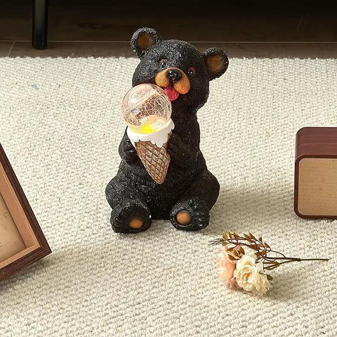 The Roo - Black Bear Solar Light Figurine - Outdoor Waterproof Garden Statue - Animal Garden Decor Light - Solar Lantern for Outside - Housewarming Gifts - Patio, Yard, and Lawn by GreenHaven Gardens
