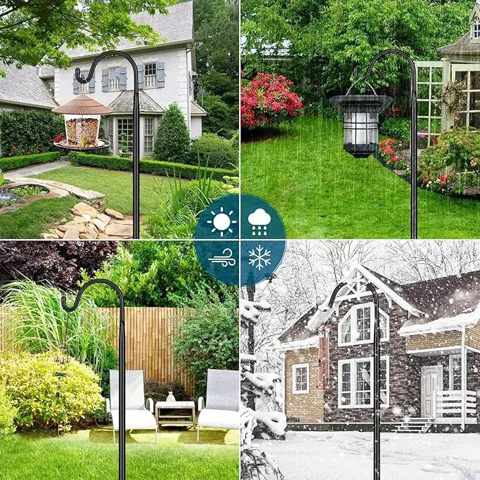 Gtongoko 92 Inch 2 Pack Bird Feeder Poles for Outdoors Heavy Duty, Shepherds Hooks for Outdoor, Hummingbird Feeder Stand, Adjustable Hanger for Plant, Lights, Lanterns Wedding Decor with 7 Prongs Base by GreenHaven Gardens