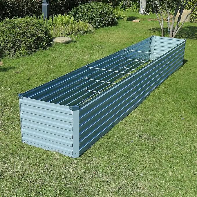 12x2x1.5ft Galvanized Raised Garden Bed,Outdoor Planter Box Metal Patio Kit Planting Bed for Vegetables Flowers Herb,Grey by GreenHaven Gardens