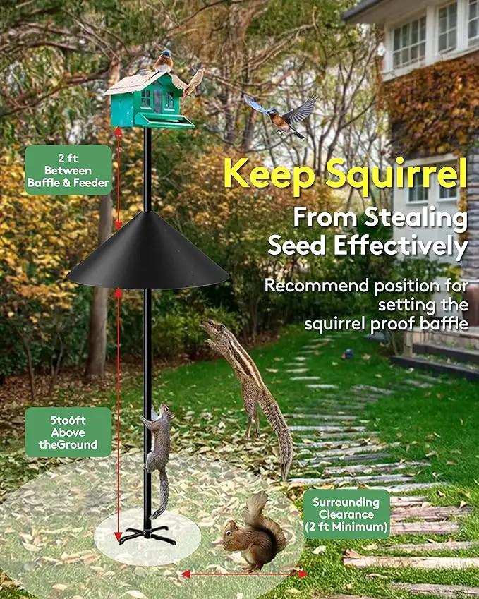 19 Inch Metal Squirrel Baffle for Bird Feeder Pole, Squirrel Proof for Bird Feeder, Bird House Guard for Shepherd’s Hook, Raccoon Stopper, Rust Chew Proof Heavy Duty by GreenHaven Gardens